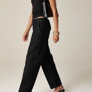 NWOT Jcrew Wide Leg Cargo Pant in Sateen Cotton. Black